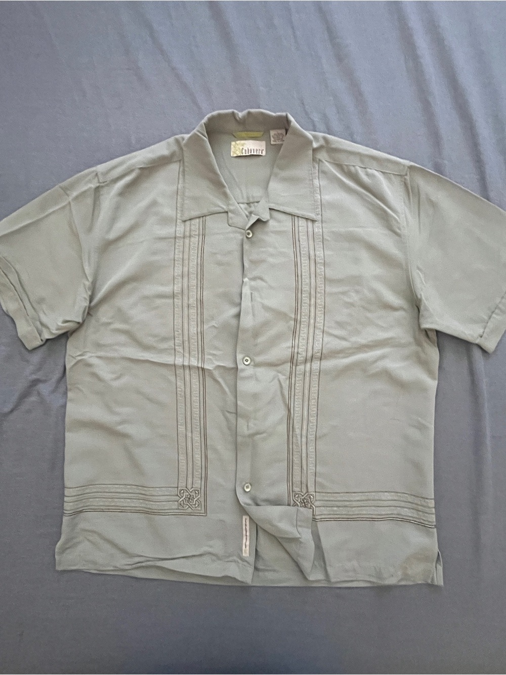 Cubavera Olive Short-Sleeve Guayabera Style Button-Down Shirt